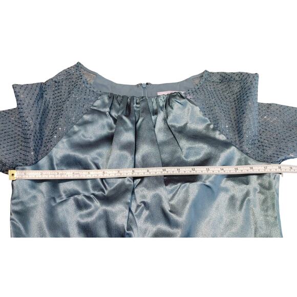 JS Collections Leila Raglan Sleeve Jumpsuit Sequins Blue Satin Womens Size 10 - Picture 9 of 10